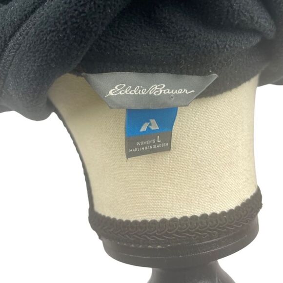 Eddie Bauer Women’s Sweater Black Jumper Lightweight Fleece Sweatshirt Size: L - Picture 5 of 5